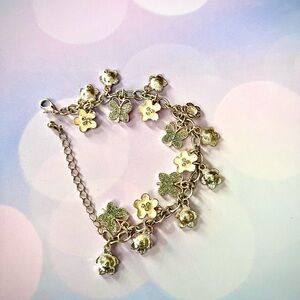 Silver Enamel Flower Charm Bracelet or
Purse charm string